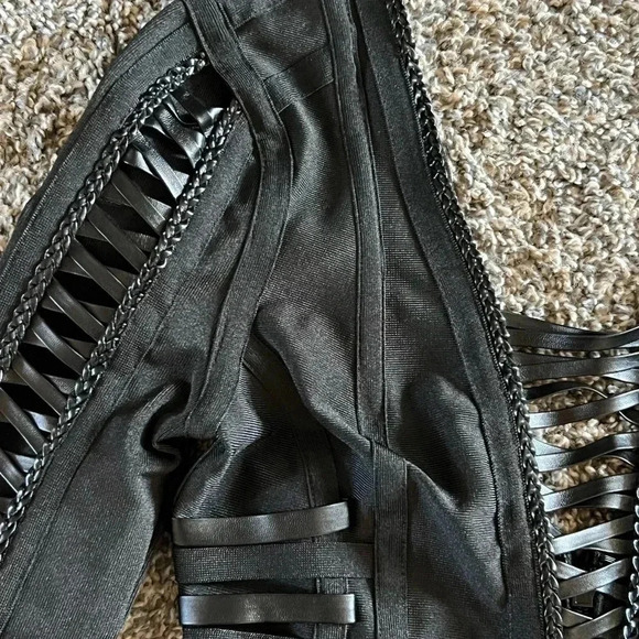 FASHION NOVA BLACK CUT OUT BACK FAUX LEATHER DRESS - Picture 13 of 13